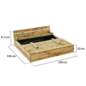 Kangui - bac à sable en bois pefc avec couvercle et bancs