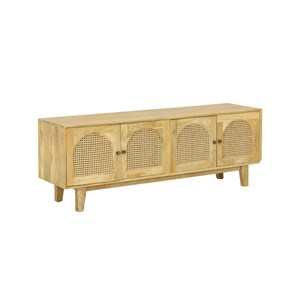Meuble tv en bois de manguier et cannage edana