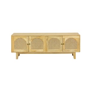 Meuble tv en bois de manguier et cannage edana