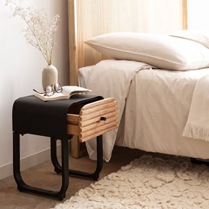 Table de chevet en bois de manguier et métal jacques