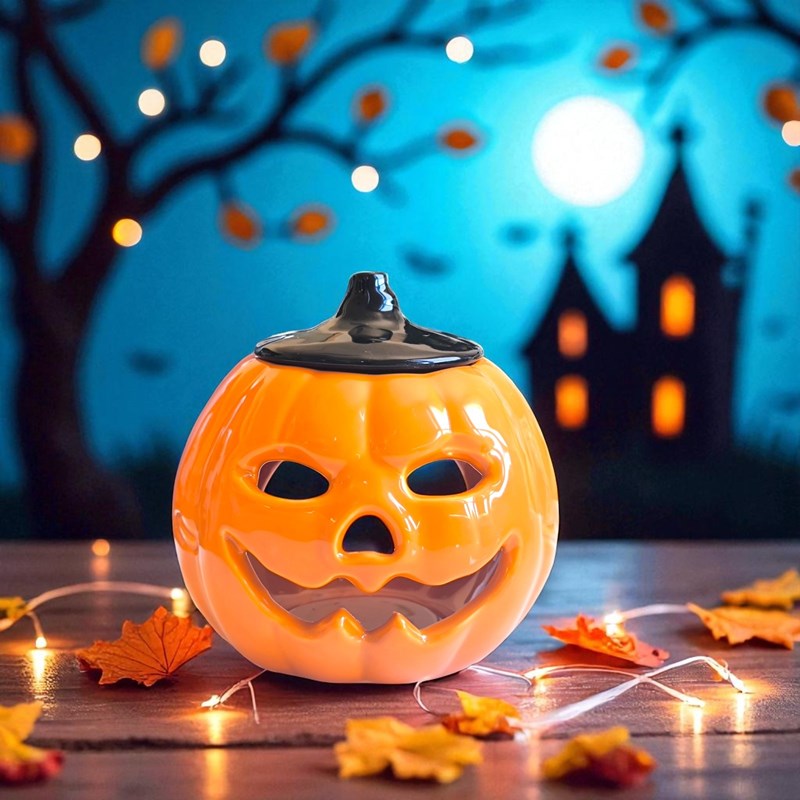 Brûle-parfum citrouille en céramique – diffuseur huiles, cire & parfum