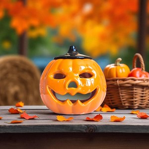 Brûle-parfum citrouille en céramique – diffuseur huiles, cire & parfum