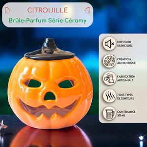 Brûle-parfum citrouille en céramique – diffuseur huiles, cire & parfum