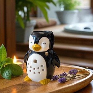 Brûle-parfum pingouin en céramique – diffuseur huiles essentielles 30 ml