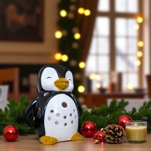 Brûle-parfum pingouin en céramique – diffuseur huiles essentielles 30 ml