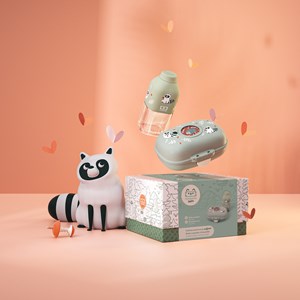 Coffret cadeau enfants boite à goûter raccoon