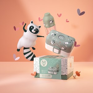 Coffret cadeau enfants lunch box compartimentée raccoon