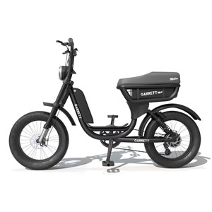 Vélo électrique biplace cargo garrett miller city noir, batt double, pneus route