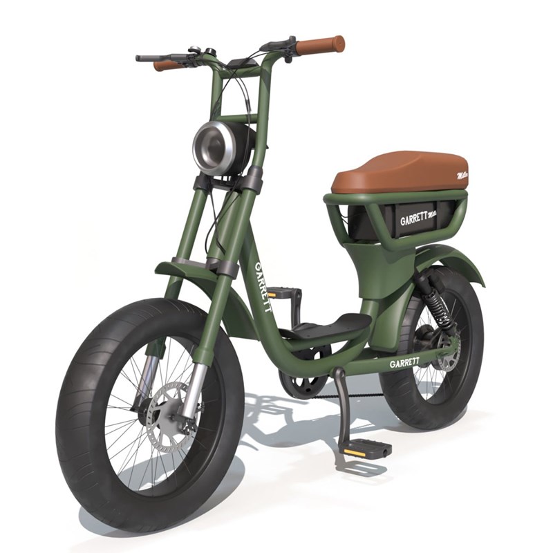 Vélo électrique biplace cargo garrett miller city vert, batt simple, pneus route