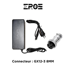 Chargeur rapide trottinette électrique batterie 48v, connecteur gx12-3 8mm