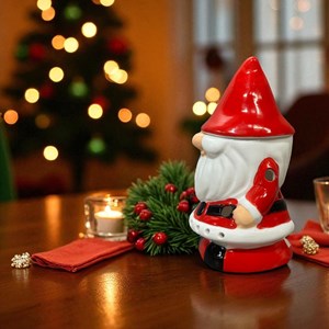 Brûle-parfum père noël en céramique – diffuseur huiles & cire parfumée