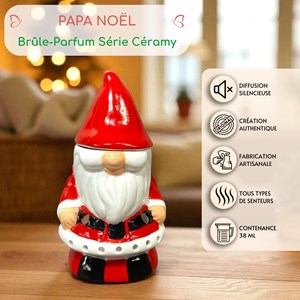 Brûle-parfum père noël en céramique – diffuseur huiles & cire parfumée