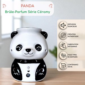 Brûle-parfum panda en céramique – diffuseur d’huiles ou cires – 38 ml