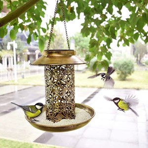 Lanterne solaire led chaude, mangeoire oiseaux, 19x20 cm
