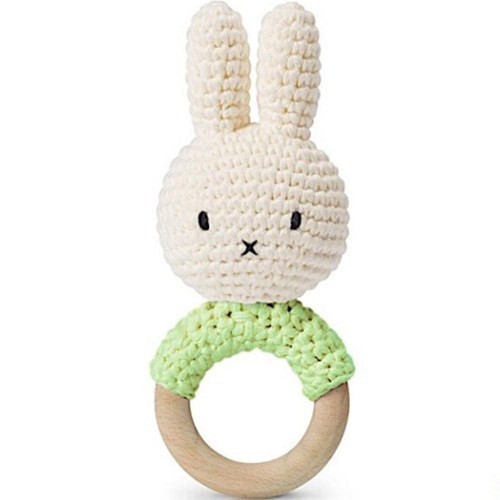 Just Dutch - Anneau de dentition en bois et coton bio miffy pistache