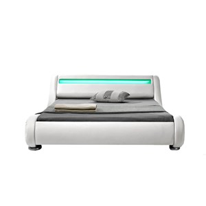 Seattle lit avec led 140 x 190 cm en pu blanc