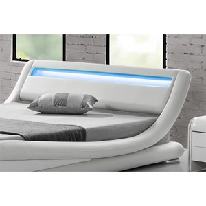 Seattle lit avec led 140 x 190 cm en pu blanc