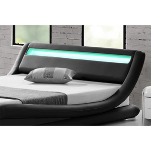 Seattle lit avec led 160 x 200 cm en pu noir