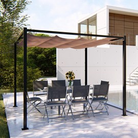 Tusa pergola autoportante 3 x 3 m en acier avec toile taupe