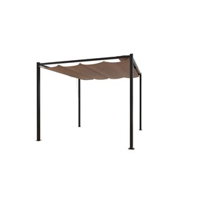 Tusa pergola autoportante 3 x 3 m en acier avec toile taupe