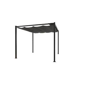 Tusa pergola autoportante 3 x 3 m en acier avec toile grise