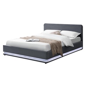 Newyork lit avec led 140 x 190 cm en velours gris