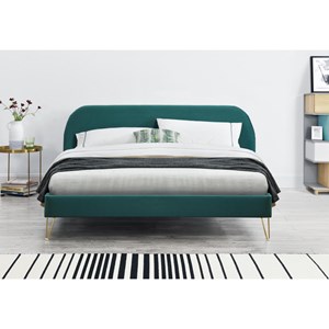 Phoenix lit 160 x 200 cm en velours et laiton vert