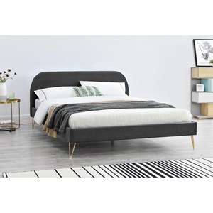 Phoenix lit 160 x 200 cm en velours et laiton gris