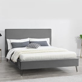 Riverside lit 140 x 190 cm en velours gris et noir