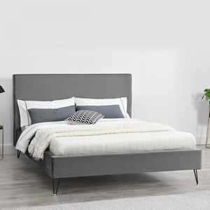 Riverside lit 140 x 190 cm en velours gris et noir