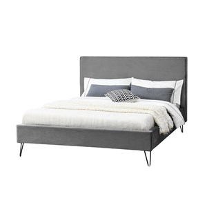 Riverside lit 140 x 190 cm en velours gris et noir