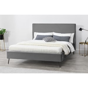 Riverside lit 140 x 190 cm en velours gris et noir