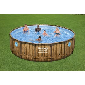 Hilo piscine hors sol effet bois brun 4,88 x 1,22 m