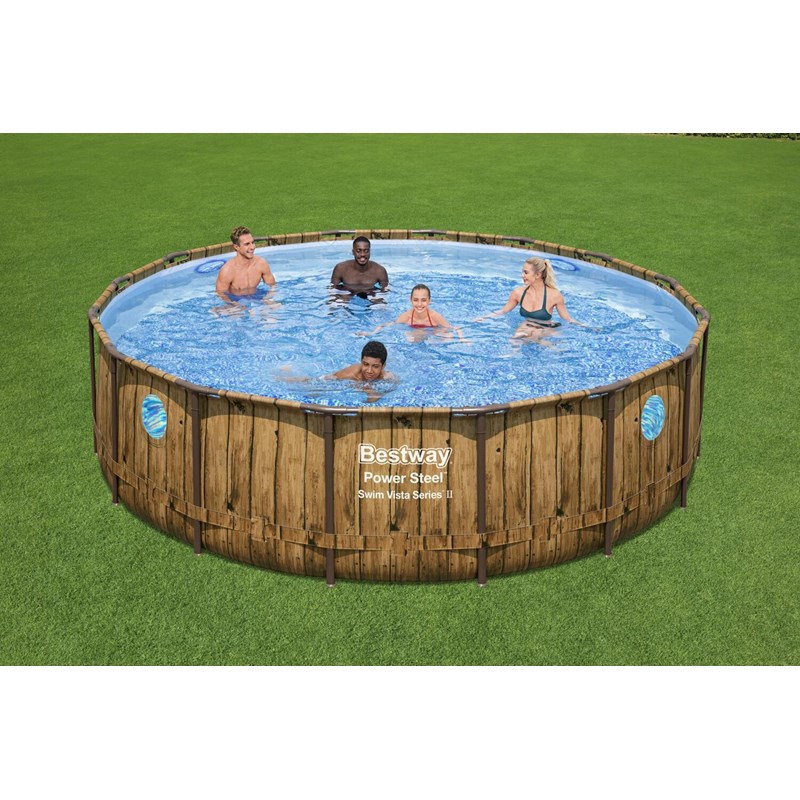 Hilo piscine hors sol effet rotin brun 4,88 x 1,22 m