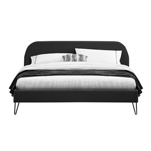 Phoenix lit 160 x 200 cm en velours noir et pieds noirs