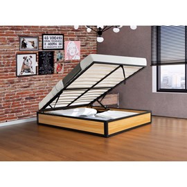 Jersey lit coffre industriel 140 x 190 cm