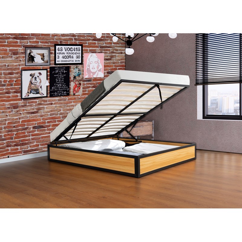 Jersey lit coffre industriel 160 x 200 cm