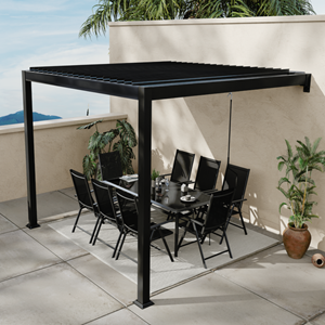 Agadir - pergola bioclimatique adossée gris foncé 3x3 m