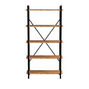 Fani bibliothèque design en métal - 5 étagères - bois et noir