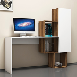 Turku bureau fonctionnel 6 rangements - bois et blanc