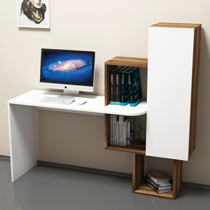 Turku bureau fonctionnel 6 rangements - bois et blanc