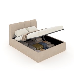 Baltimore lit nuage coffre 140x190cm velours beige