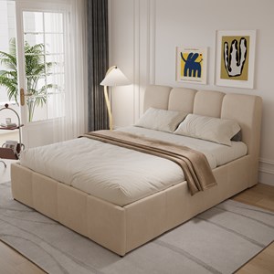 Baltimore lit nuage coffre 160x200cm velours beige