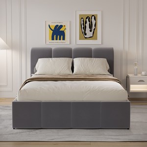 Baltimore - lit nuage coffre 140x190cm velours gris