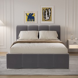 Baltimore lit nuage coffre 160x200cm velours gris