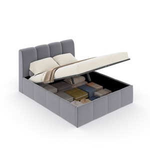 Baltimore lit nuage coffre 160x200cm velours gris