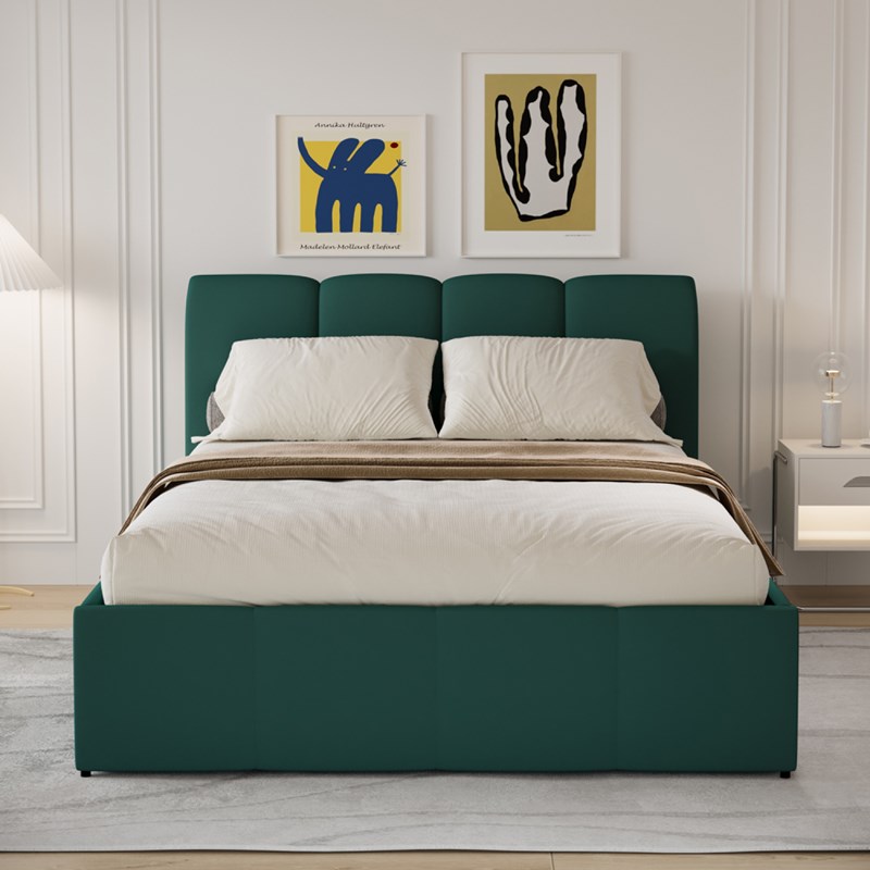 Baltimore lit nuage coffre 140x190cm velours vert