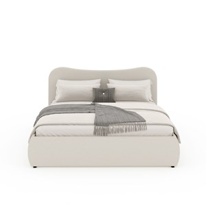 Plano lit coffre 160x200cm design arrondi velours côtelé beige