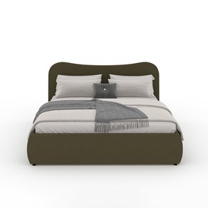 Plano lit coffre 140x190cm design arrondi velours côtelé vert