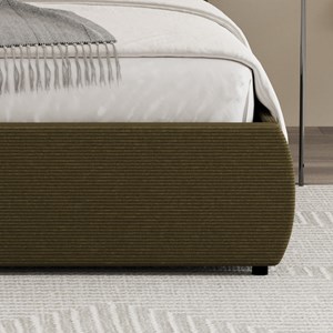 Plano lit coffre 140x190cm design arrondi velours côtelé vert